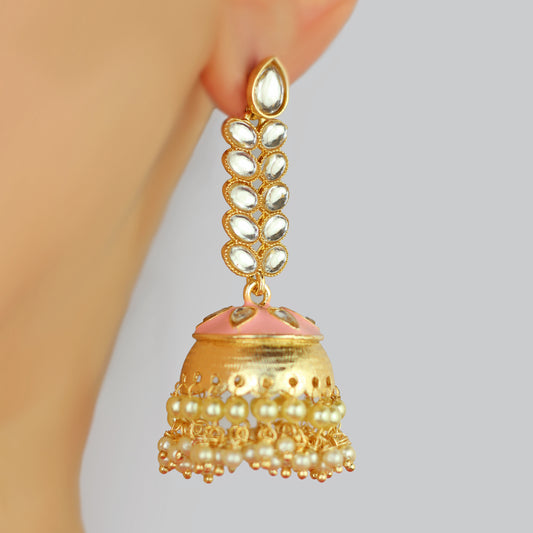 Baby Pink Drop Jhumke I Earring - Rabal
