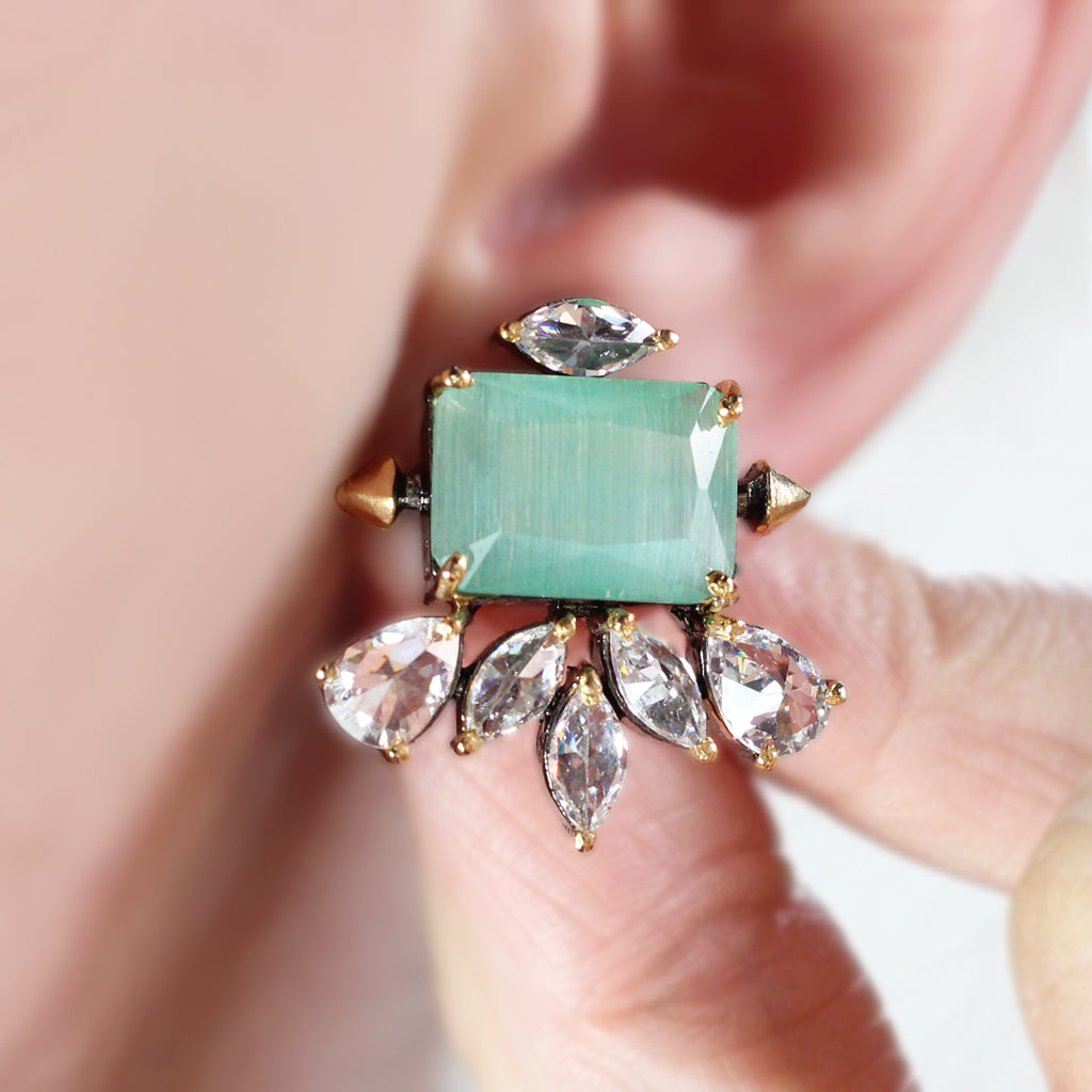 Mint Zircon Designer Stud Earring