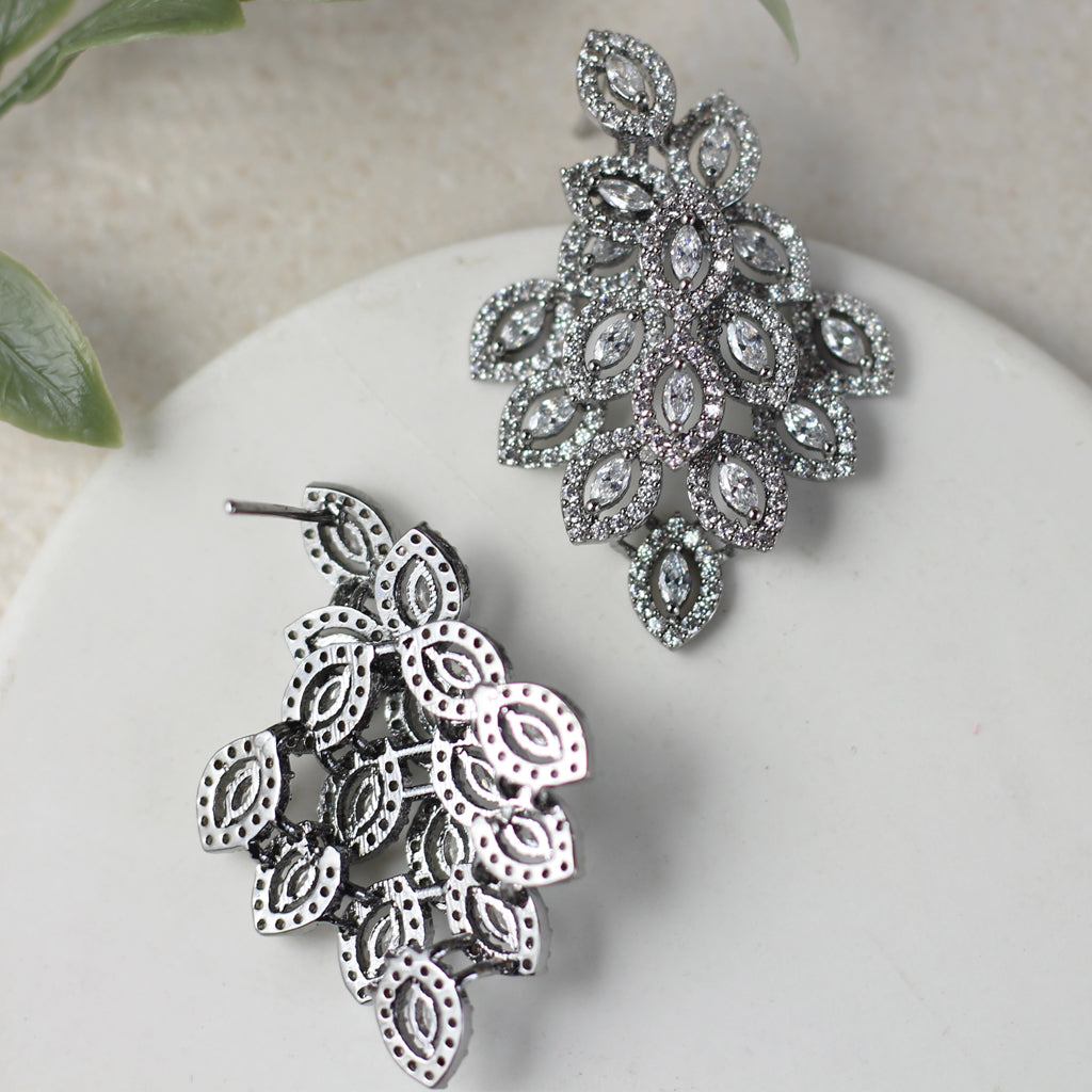 Zircon Petal Stud Earring
