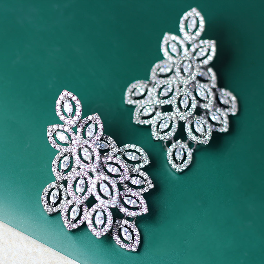 Zircon Petal Stud Earring