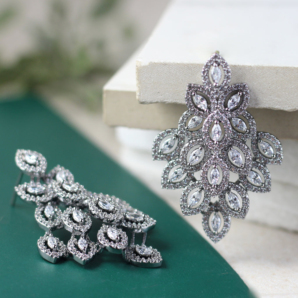 Zircon Petal Stud Earring