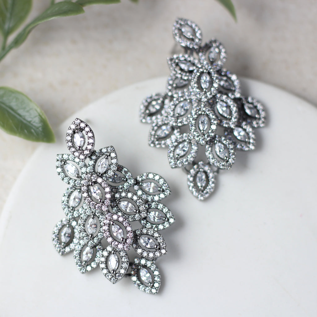 Zircon Petal Stud Earring
