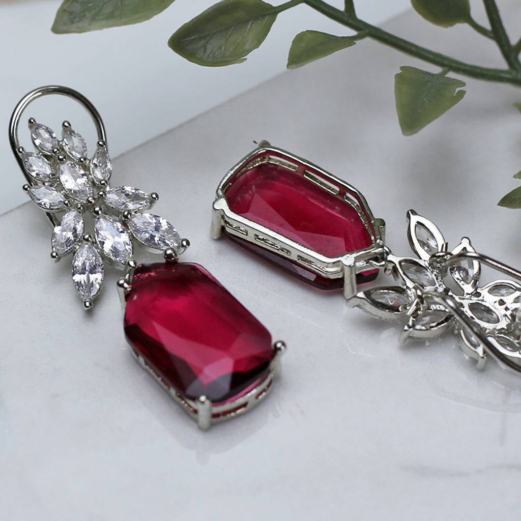 Zircon Ruby Drop Earring
