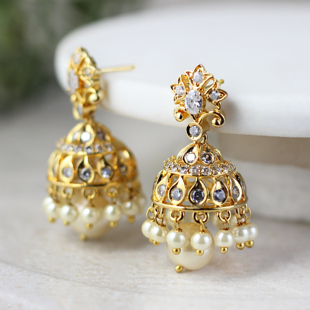 Gold Plated Zircon Jhumke