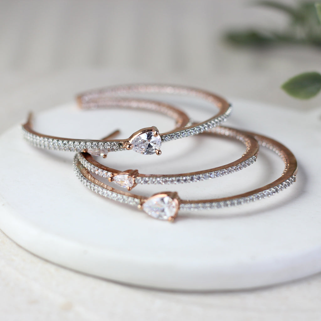 Rose Gold Zircon Hoop Earring