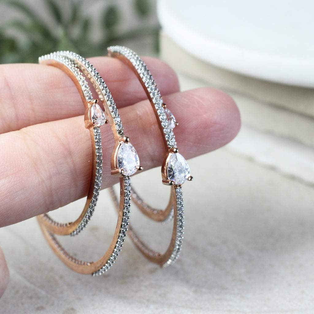Rose Gold Zircon Hoop Earring