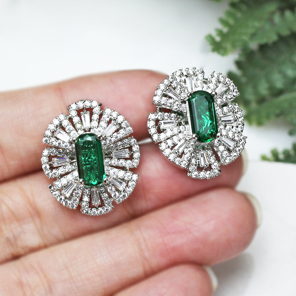 Green Statement Zircon Stud Earring