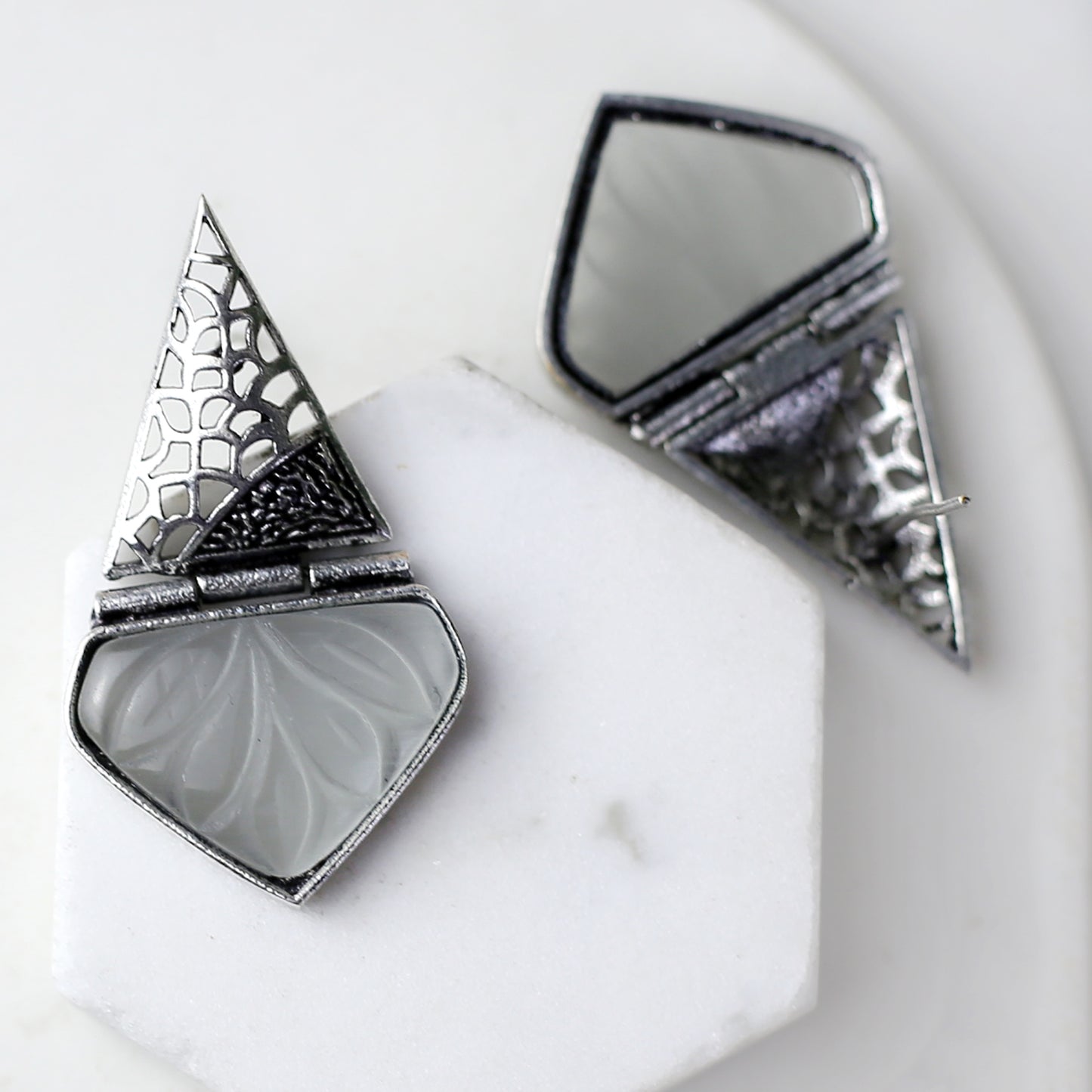 Grey Tribal Earring