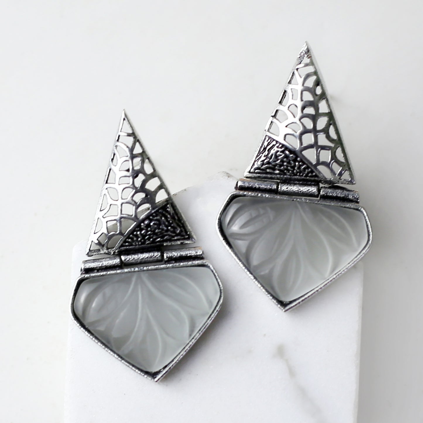 Grey Tribal Earring