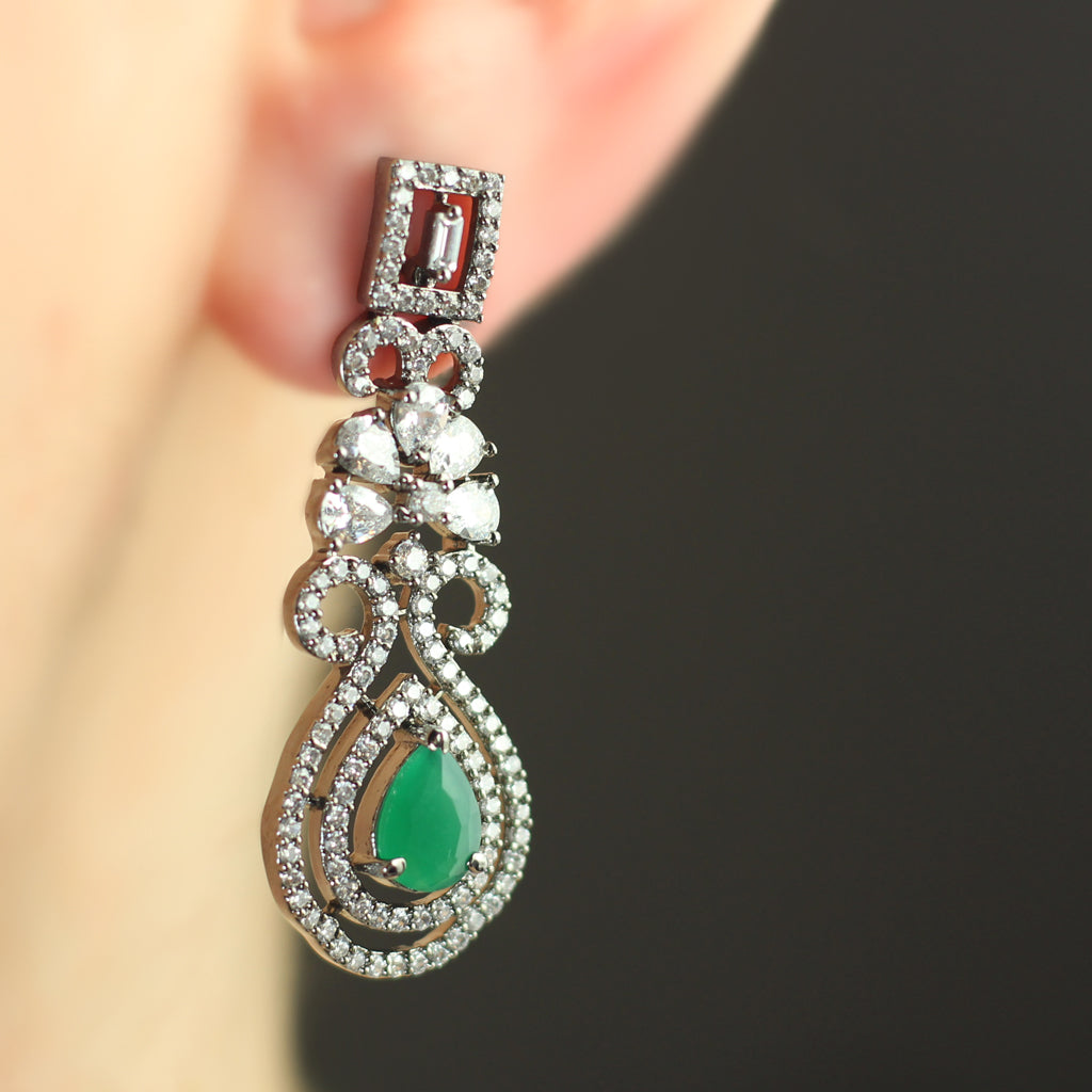 Green Zircon Drop Earring