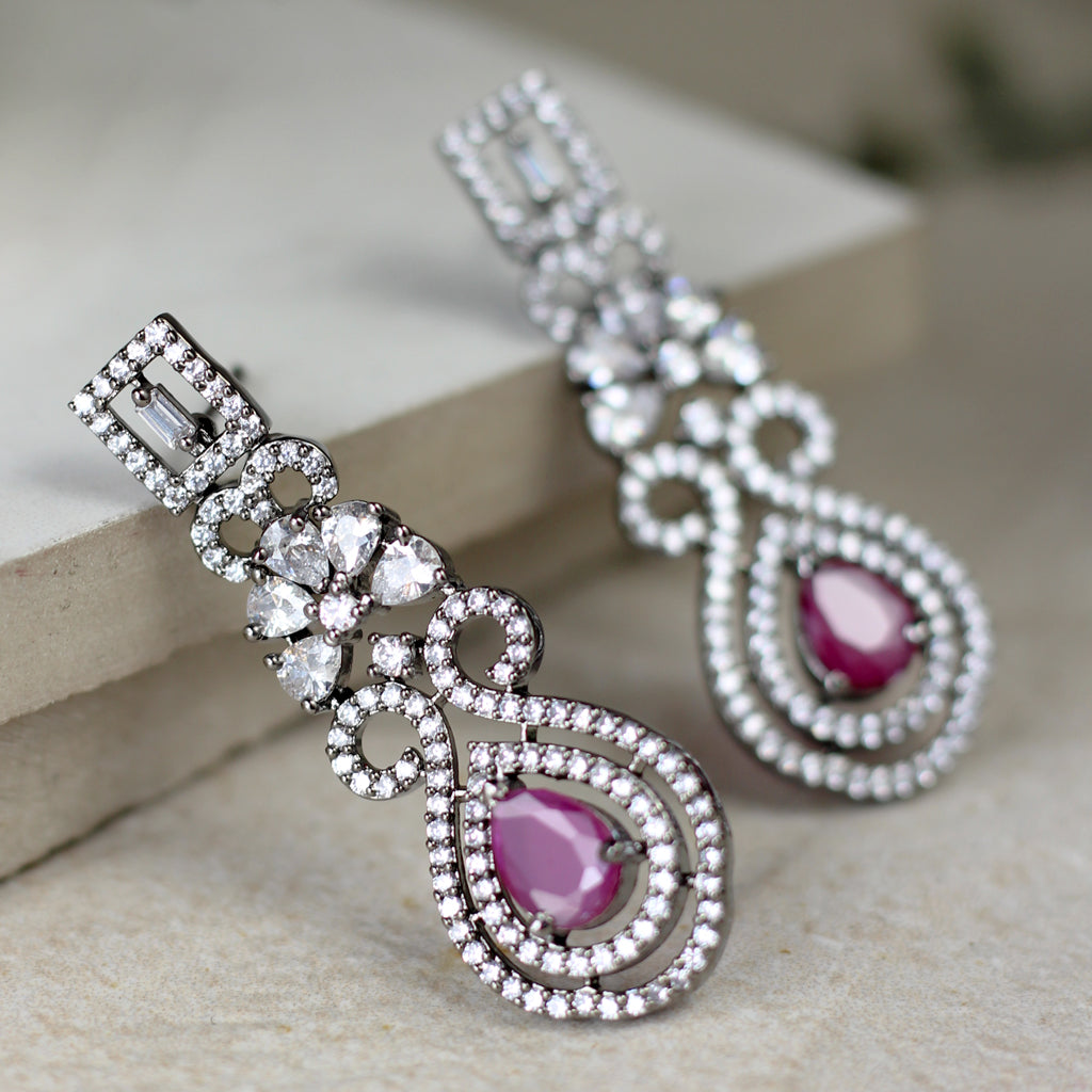 Ruby Zircon Drop Earring