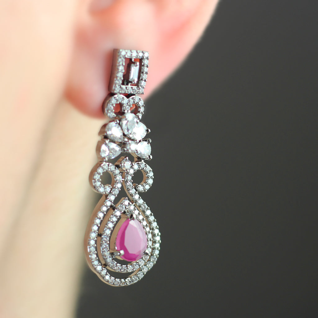 Ruby Zircon Drop Earring