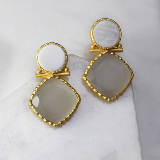 Grey / White Drop Earring - Rabal