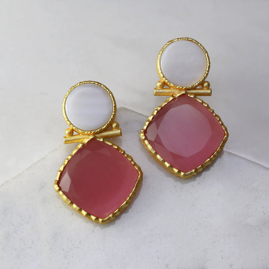 Pink / White Drop Earring - Rabal
