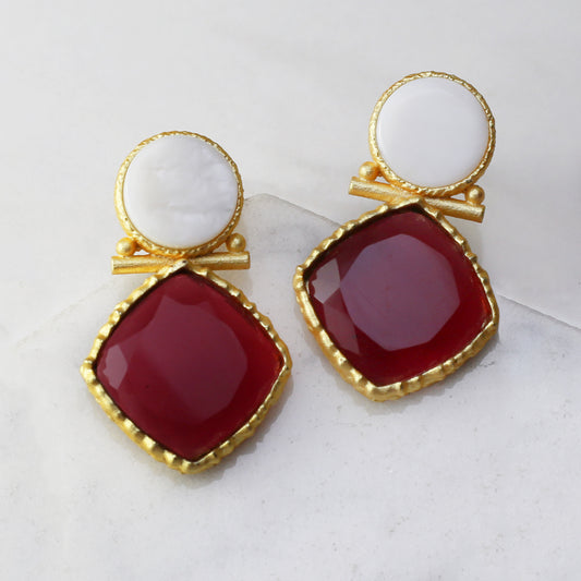 Red / White Drop Earring - Rabal