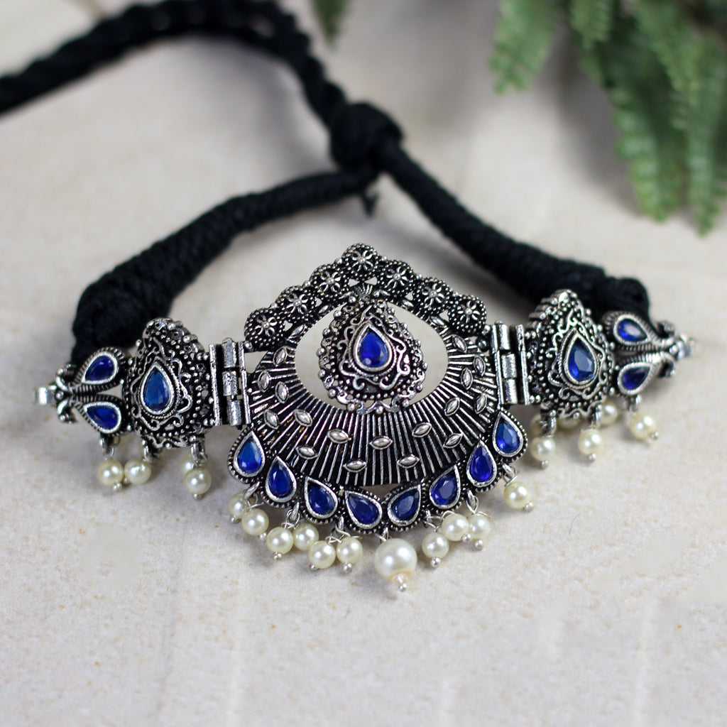 Tribal Teardrop Blue Choker
