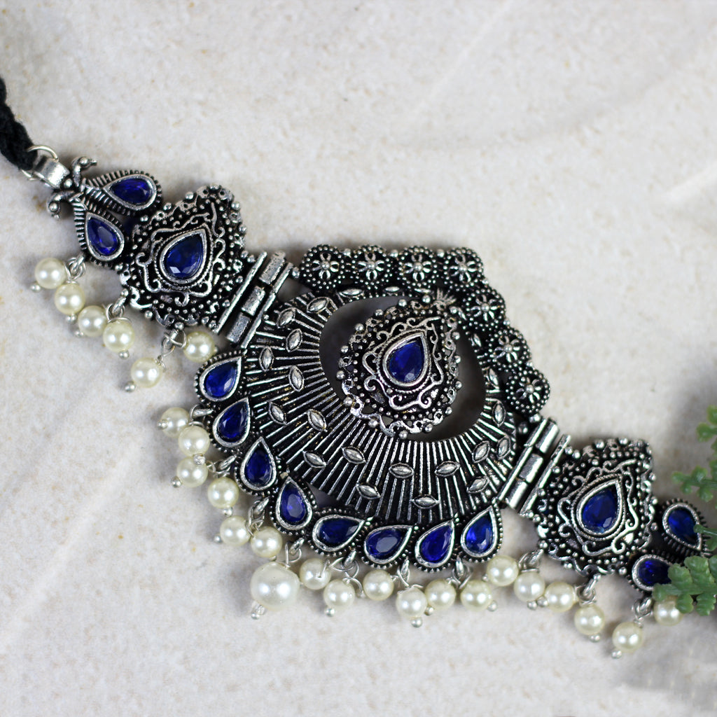 Tribal Teardrop Blue Choker