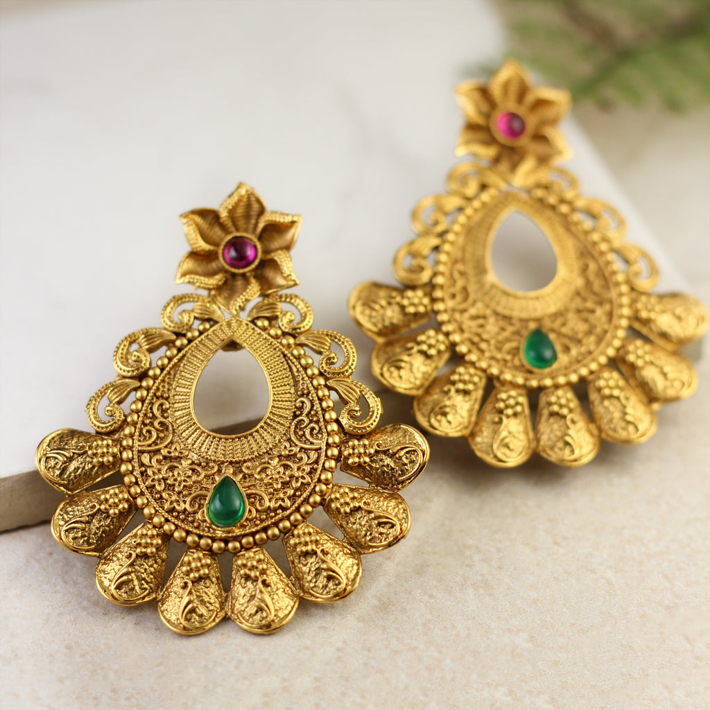 Ruby / Green Traditional Drop Earring