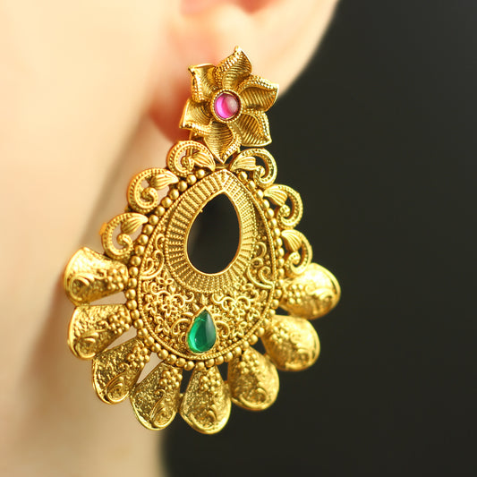 Ruby / Green Traditional Drop Earring