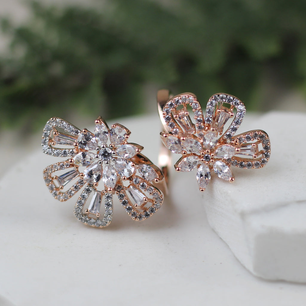 Floral Rose Gold Double Ring