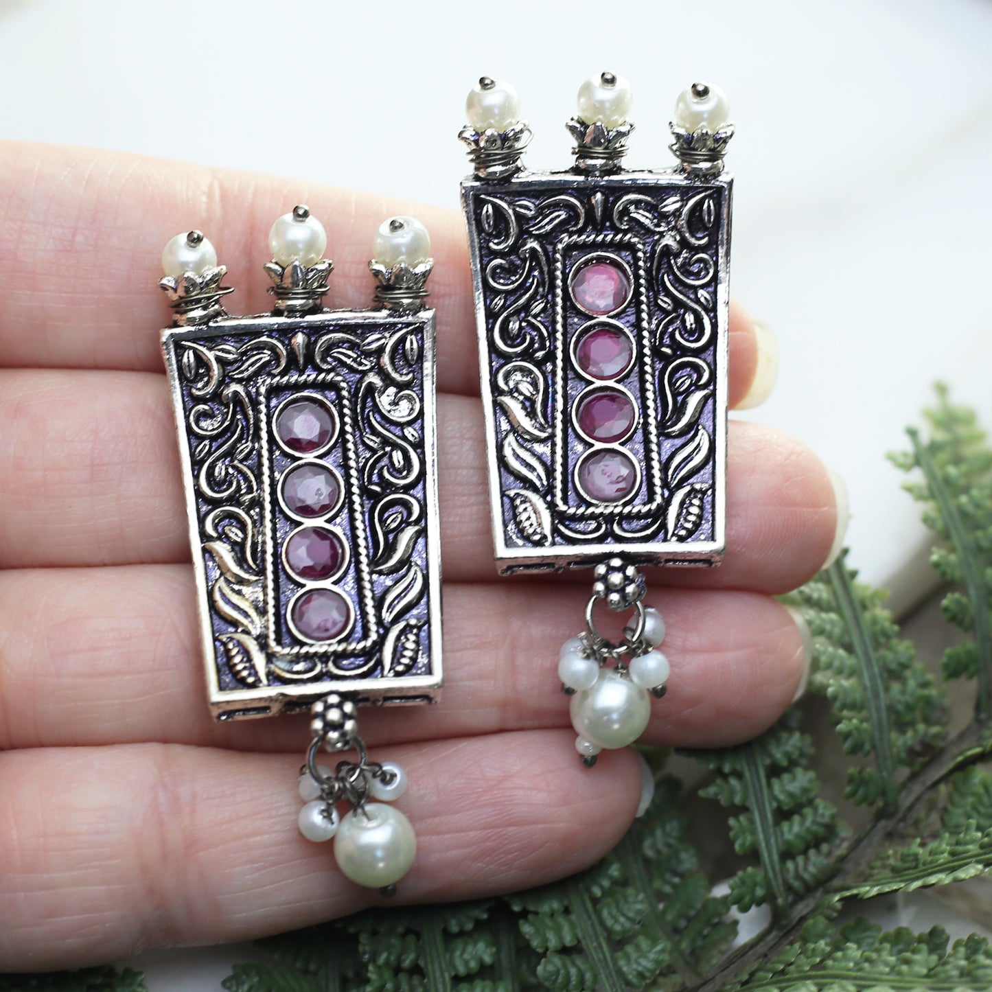 Ruby Tribal Curved Stud Earring