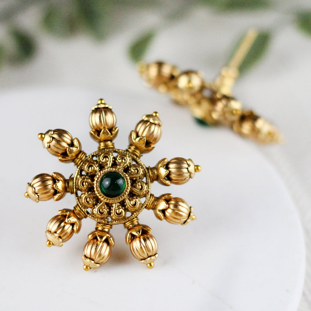 Green Antique Stud Earring