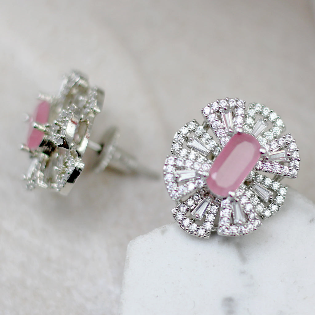 Pink Statement Zircon Stud Earring