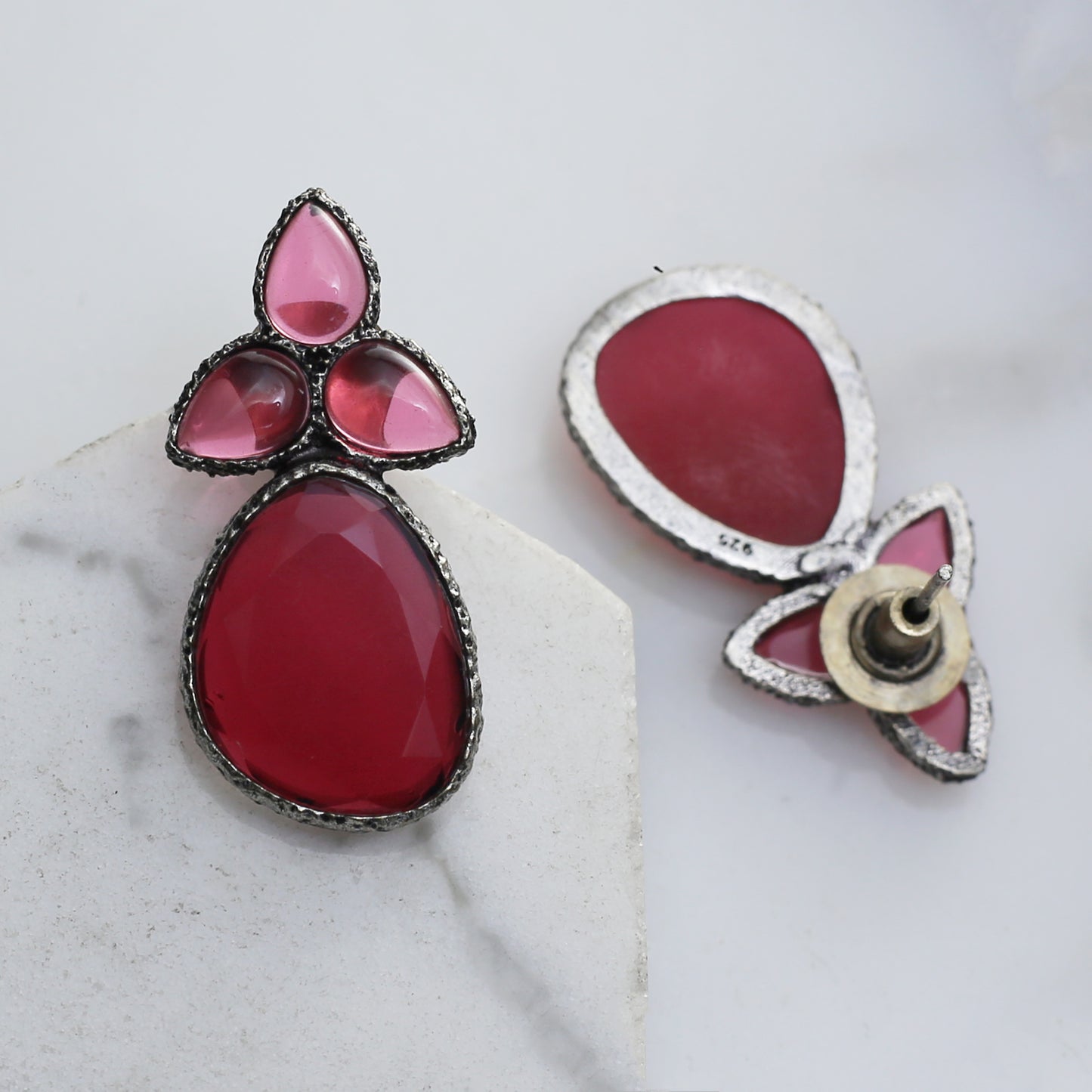 Trifoliate Red Drop Earring