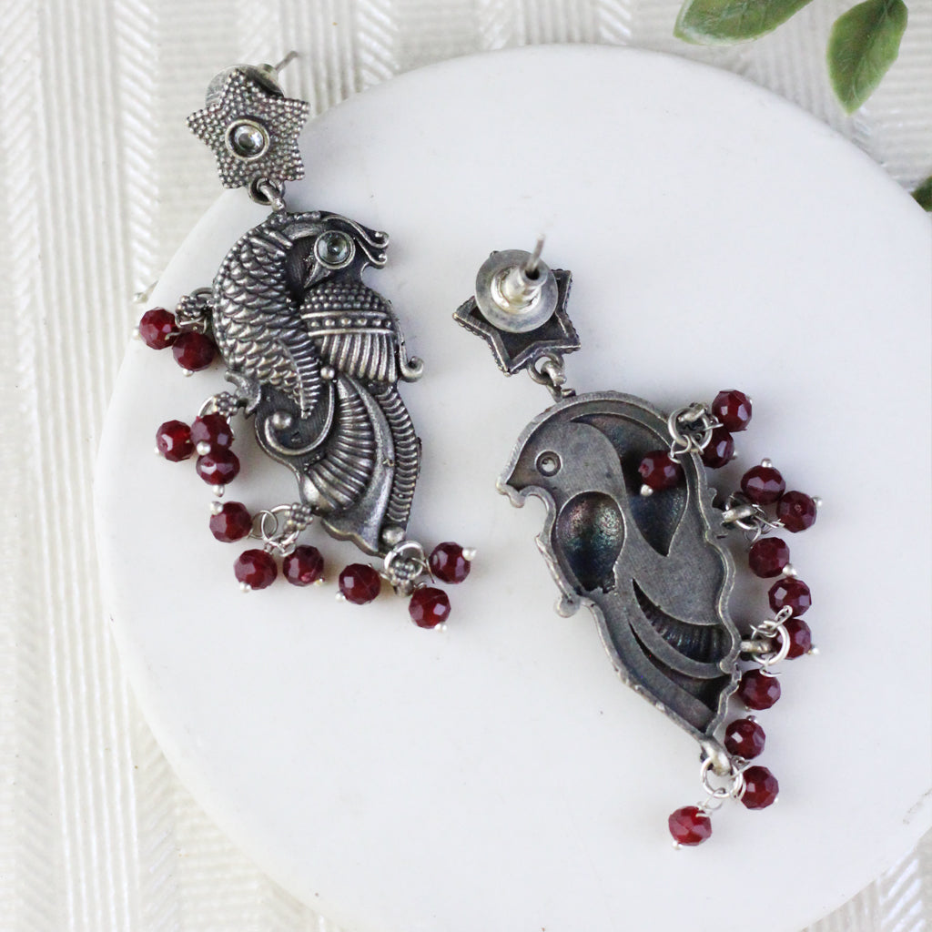 Maroon Tribal Peacock Earring