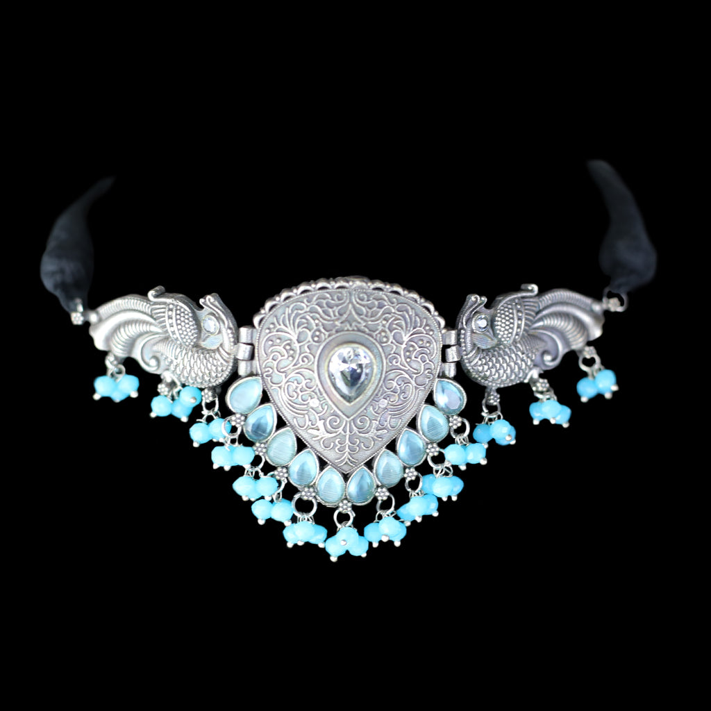 Turquoise Tribal Peacock Choker