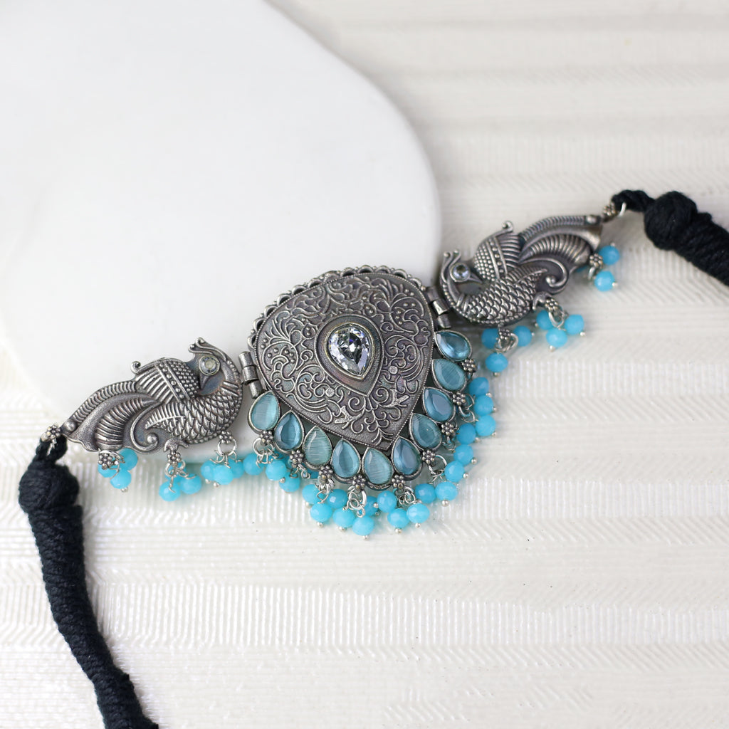 Tribal Peacock Choker Turquoise