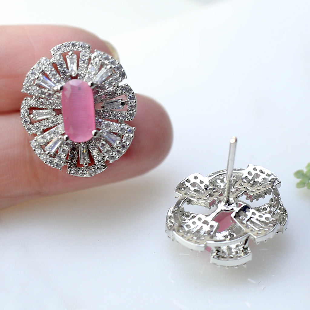Pink Statement Zircon Stud Earring