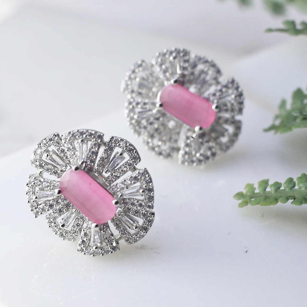 Pink Statement Zircon Stud Earring