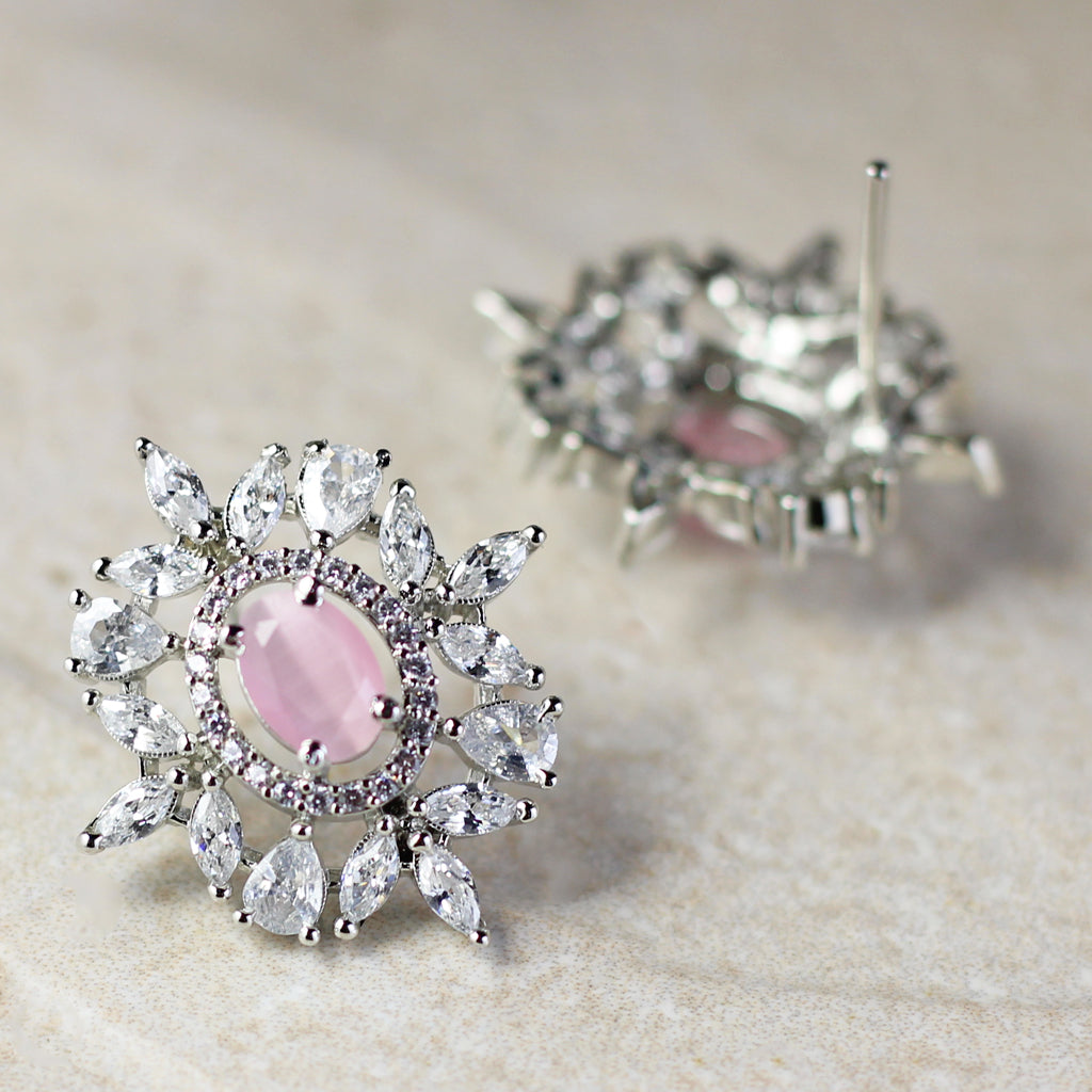 Pink Zircon Stud Earring