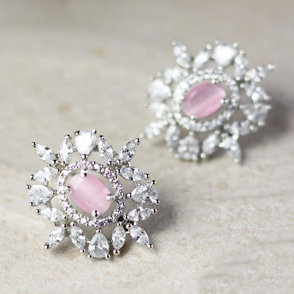 Pink Zircon Stud Earring