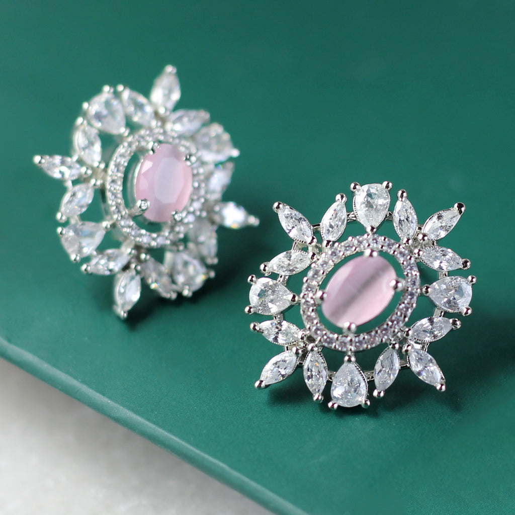 Pink Zircon Stud Earring