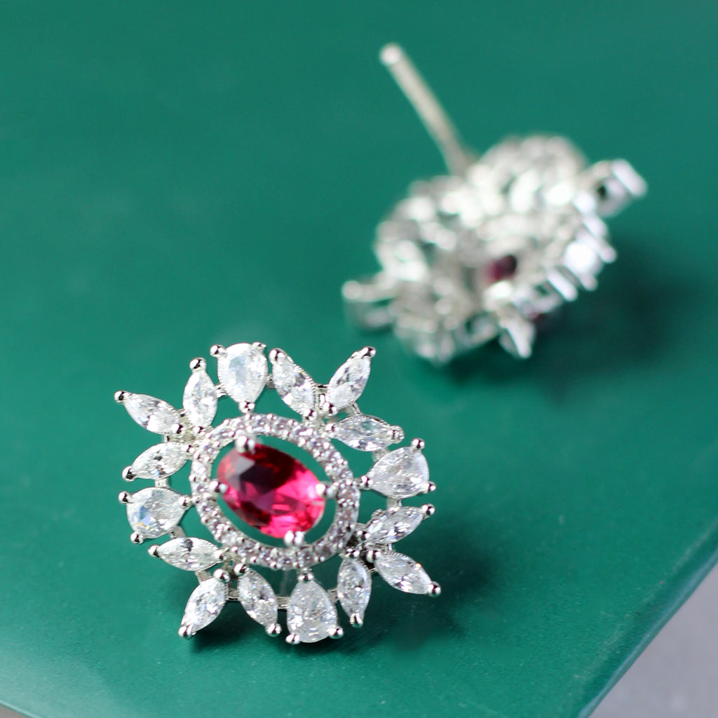Red Zircon Stud Earring