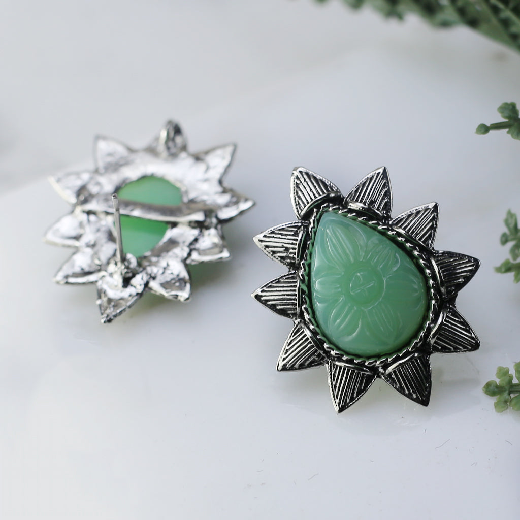 Mint Tribal Stud Earring