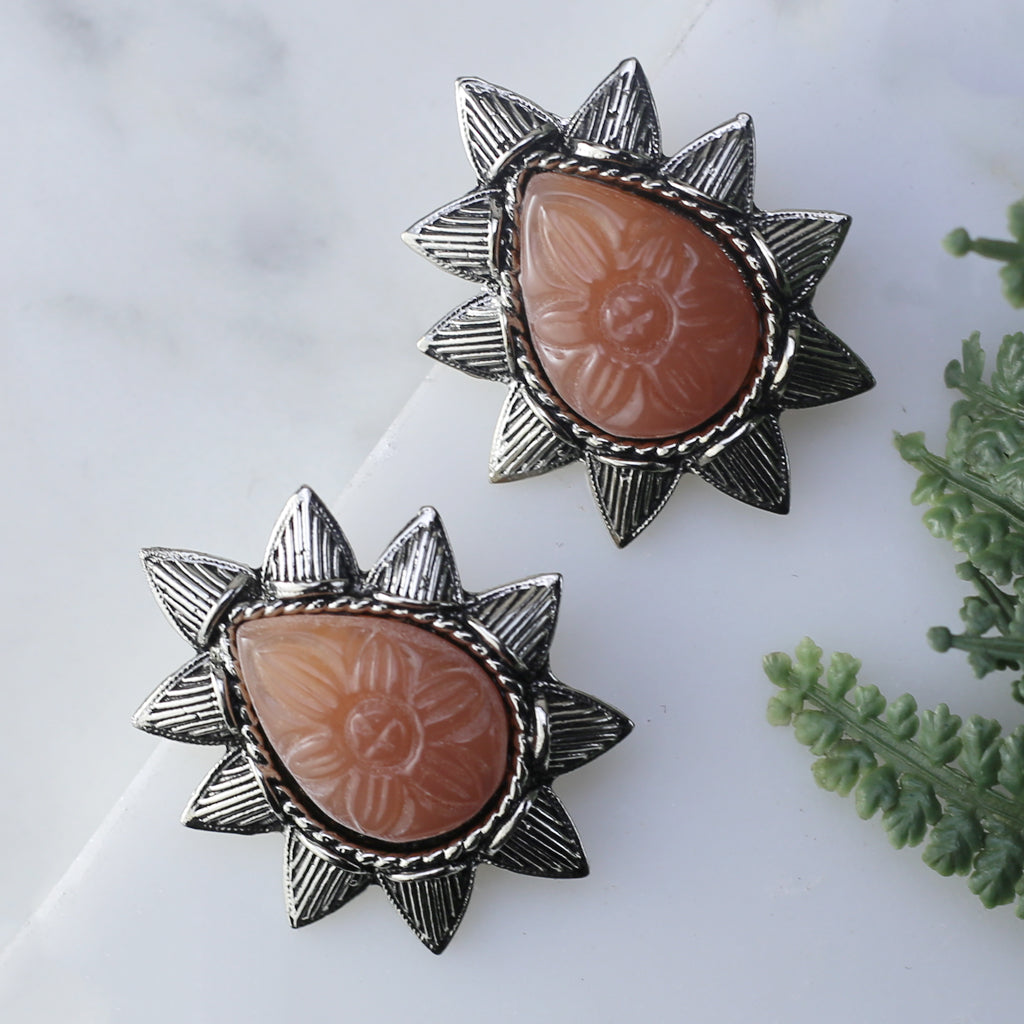Peach Tribal Stud Earring