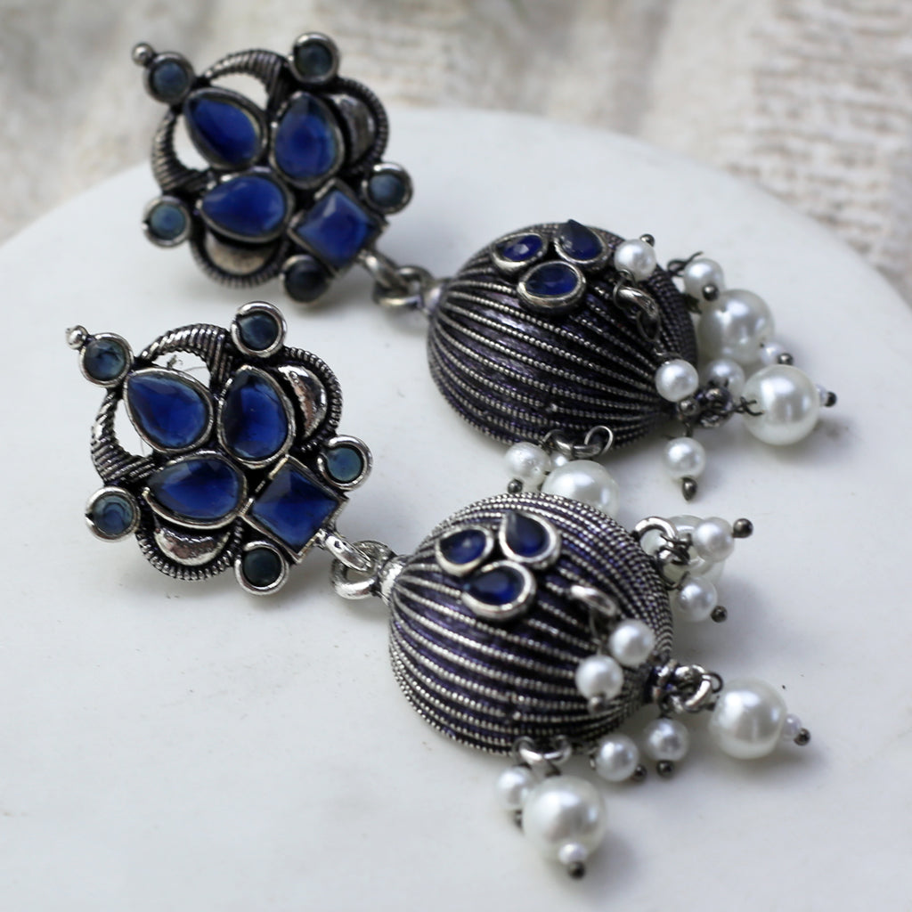 Blue Tribal Drop Earring