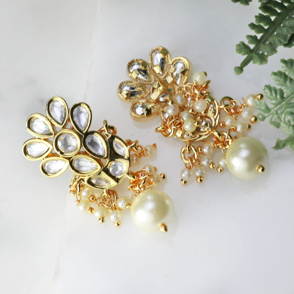 White Pearl Kundan Dangle Earring