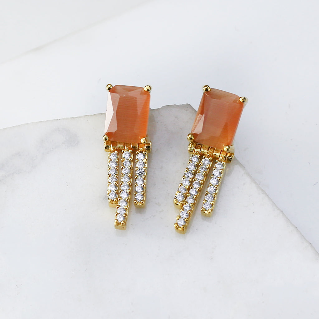 Peach Zircon Stud Earring