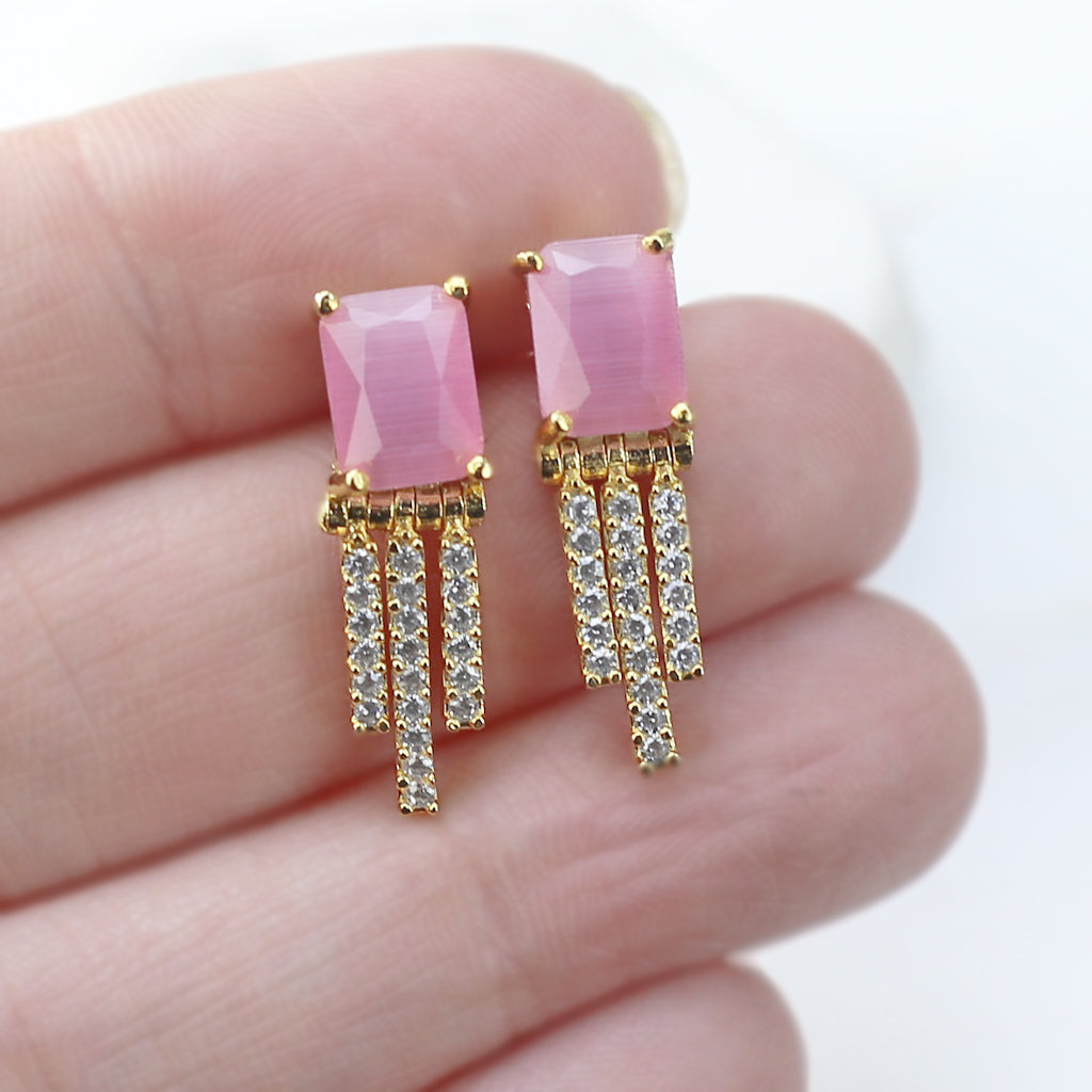 Pink Zircon Stud Earring