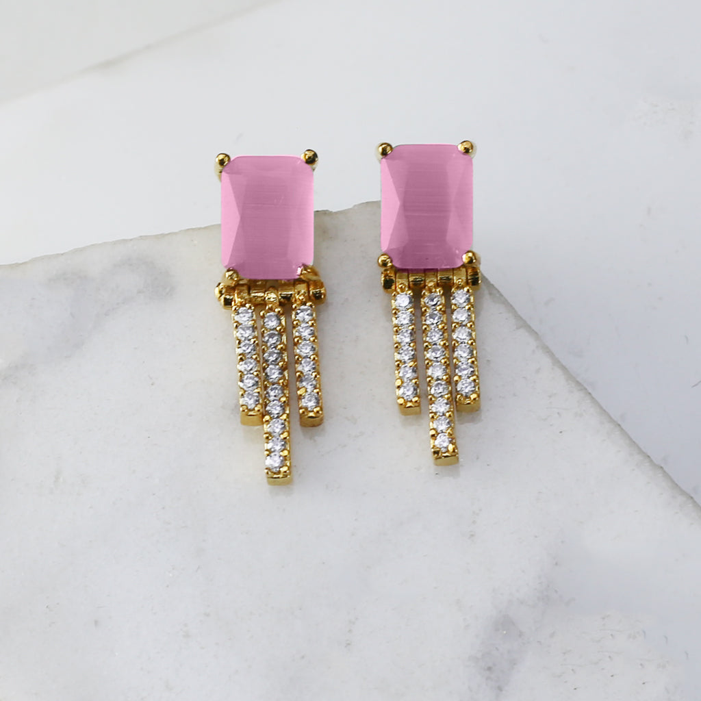 Pink Zircon Stud Earring