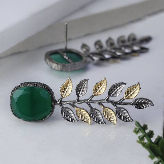 Green Leaf Drop Earring - Rabal
