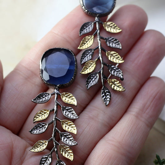 Blue Leaf Drop Earring - Rabal