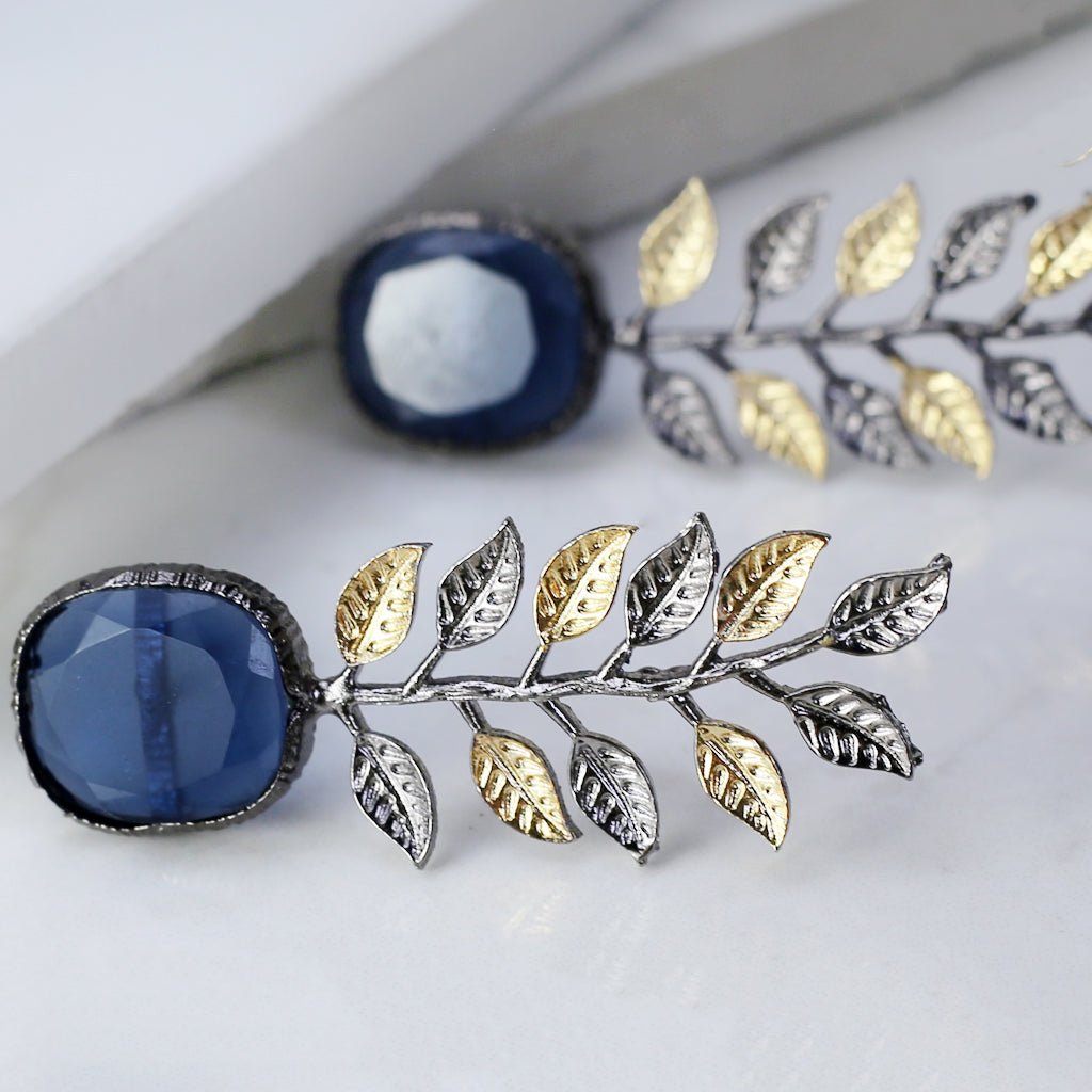 Blue Leaf Drop Earring - Rabal