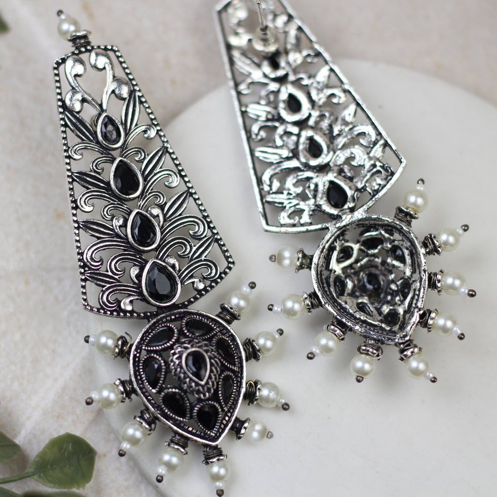Tribal Black Drop Earring