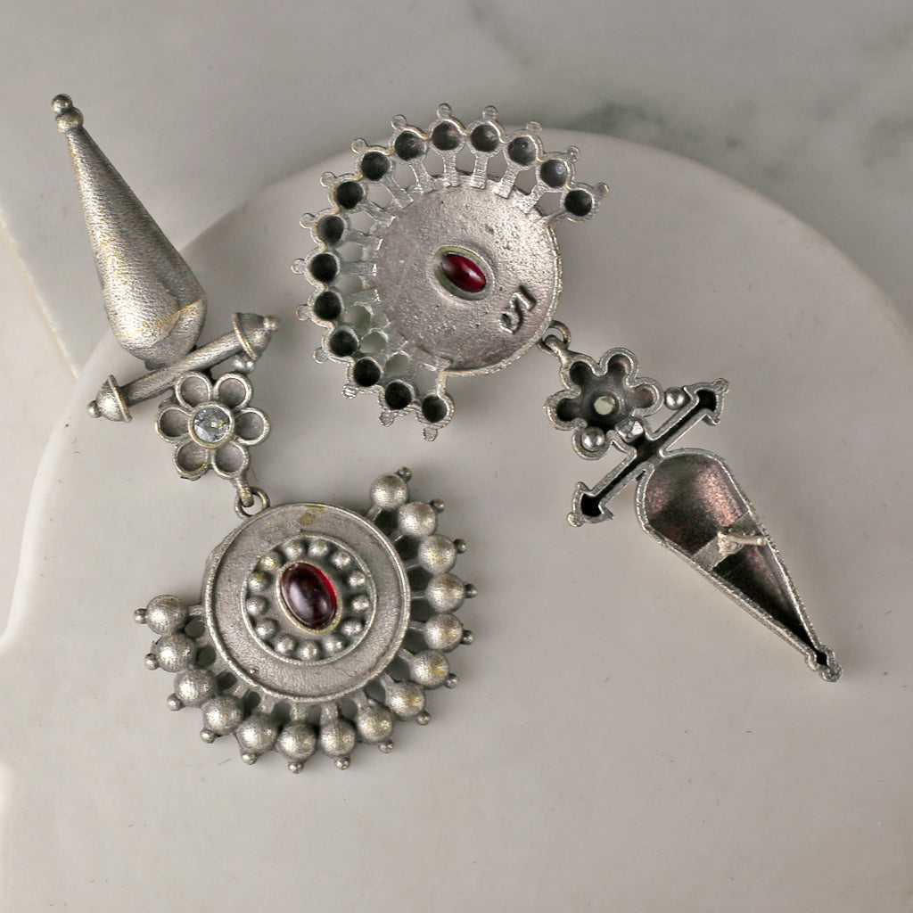 Maroon Tribal Flower Drop Earring
