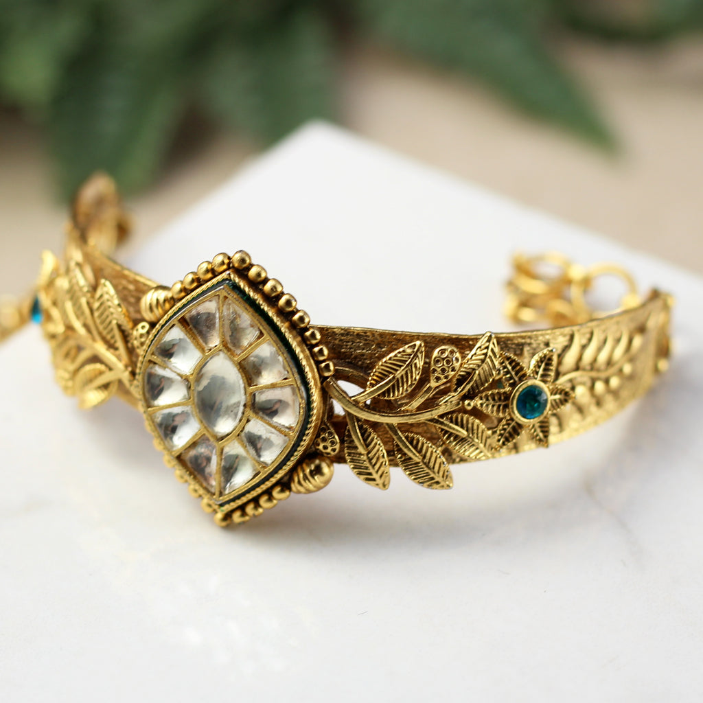 Statement Kundan Cuff Adjustable Bracelet